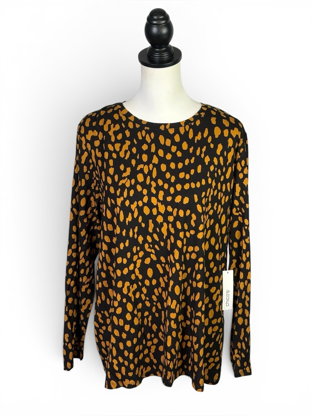 NWT Chicos 3 Touch of Cool Simple Spot Long Sleeve Knit Layering Top XL